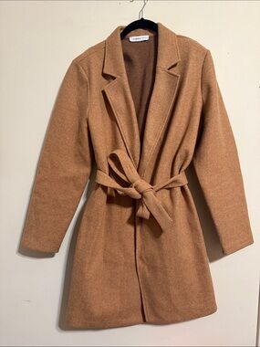 Carole Wren Camel Tan Belted Wrap Coat